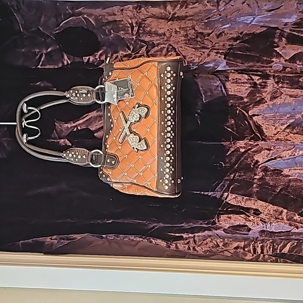 Quilt Cross Gun Handbag Color Multi Brown